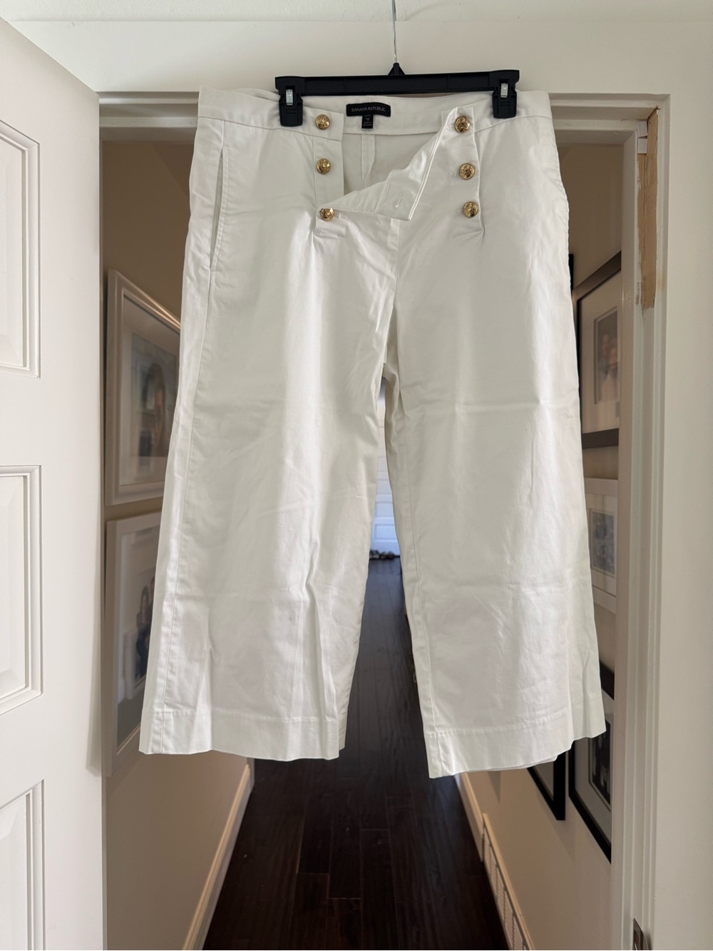 Banana Republic White Sailor-Style Wide Leg Chinos
